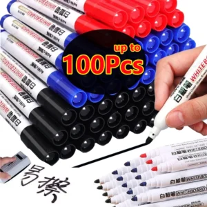 NeW!100-1pcs Erasable Whiteboard Marker Pen Teaching Chalk Blackboard Marker for Ceramics Glass Office School Art Stationery