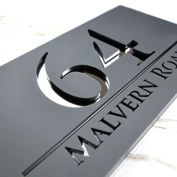 Matte Black Gray Personalized Laser Cut Large Acrylic Modern 3D Floating House Number sign Outdoor Street Family Name Plaque Are - Image 2