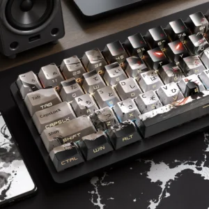 129 Keys Swordsman 5 Sides Dye Sub PBT Keycap Cherry Profile Side Printed Shine Through Keycaps for MX Switches Gaming Keyboard