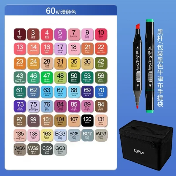 48/60/80 Colors Alcohol Drawing Markers Dual Tip Permanent Art Sketch Markers for Illustration School Supplied - Image 14
