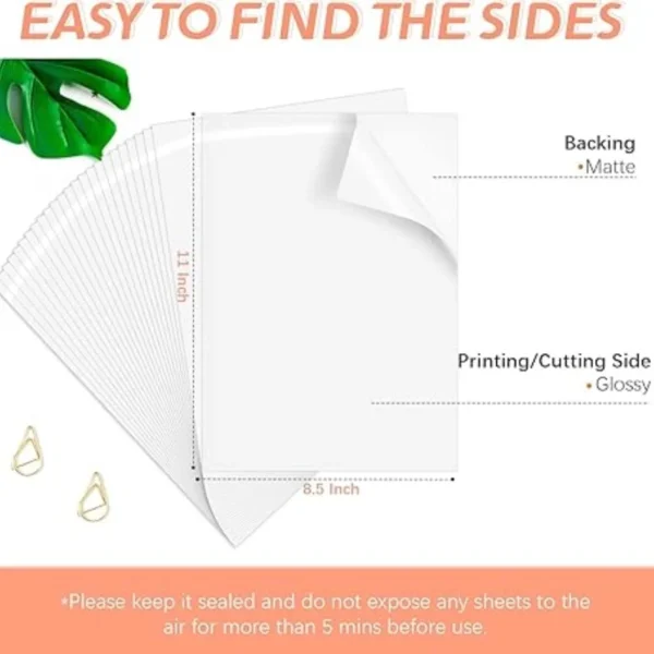 HTVRONT Printable Vinyl Sticker Paper Waterproof Printable Vinyl for Laser & Inkjet Print 8.5"x11" Glossy White printable vinyl - Image 8