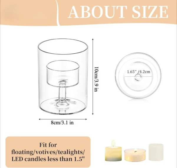 Transparent Glass Candlestick Cylinder Tea Light Candle Holders for Table Centerpieces Wedding Party Dining Room Decorations - Image 2