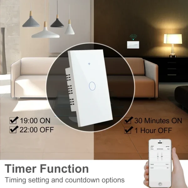 433 mhz WiFi Tuya Smart Remote Control Touch Light Switch RF for Lights Australia US BR IL Alexa 220V with no Null 1 2 3 4 Gang - Image 5