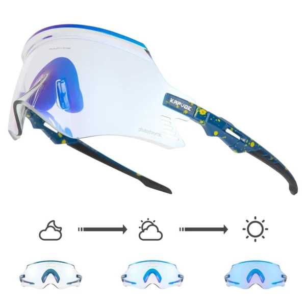 Kapvoe Red Photochromic Cycling Glasses UV400 Men Women Cycling Sunglasses Road Bicycle Goggle MTB Cycling Eyewear - Image 3