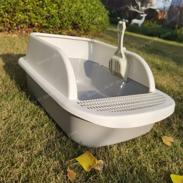Extra Large Cat Litter Box Pet Bedpans Semi Closed Kitty Litter Pan Potty Toilet for Rabbit Medium Large Cats Small Animals