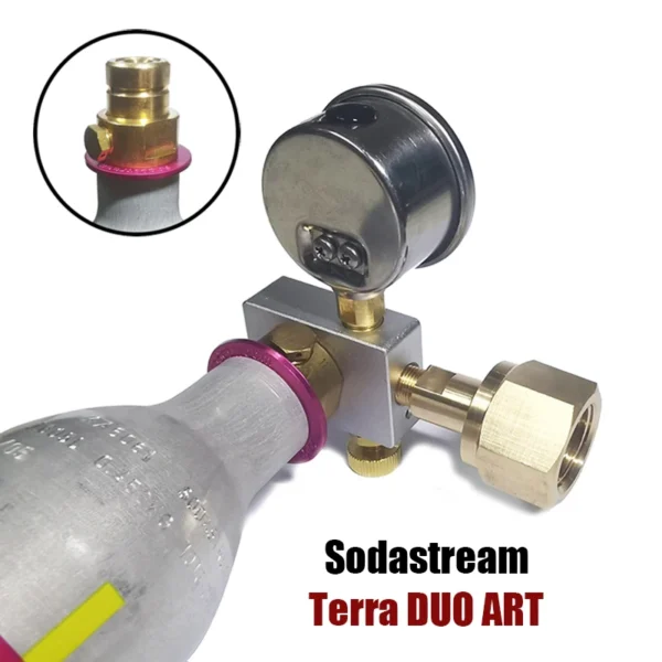 Soda Water Terra DUO ART CO2 Cyinder Refill Fill Station Adaptor With Gauge Quick Connect Tank Bottle W21.8 G3/4 CGA320 - Image 14