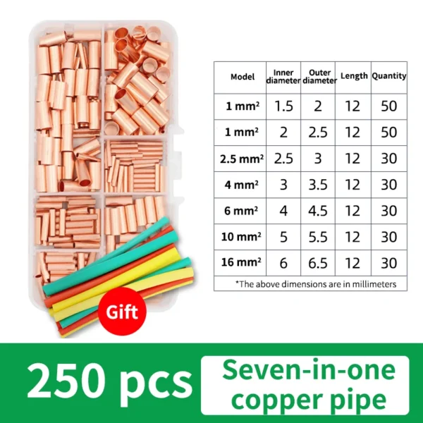 GT Copper Connecting Pipe Wire Joint Small Copper Tube Terminal Cable Lug Bootlace Ferrule Kit with Crimping Pliers Tool - Image 8