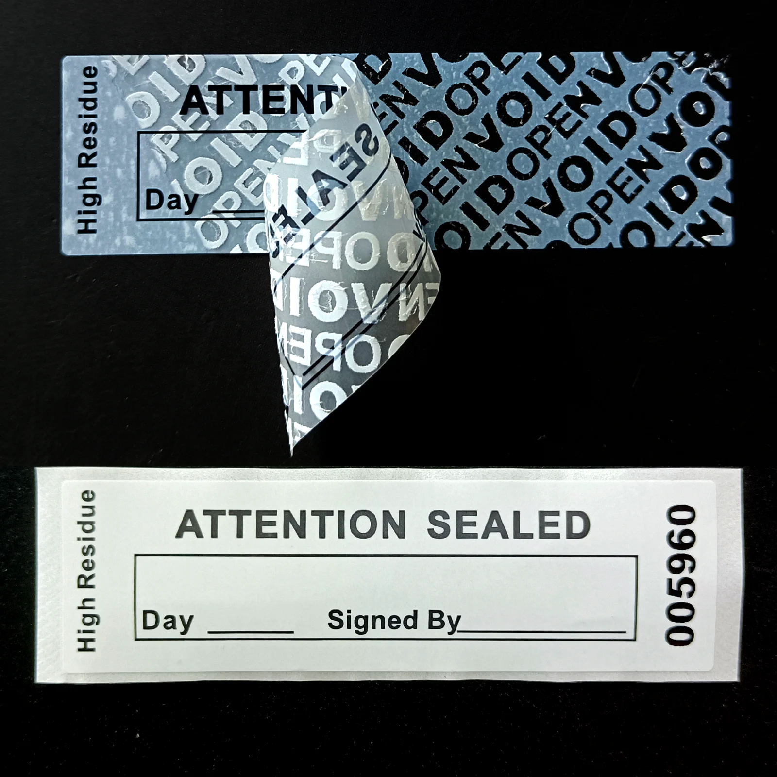 White tamper proof stickers Warranty Void Seal Label Adhesive labels sticker with Unique Serial Number