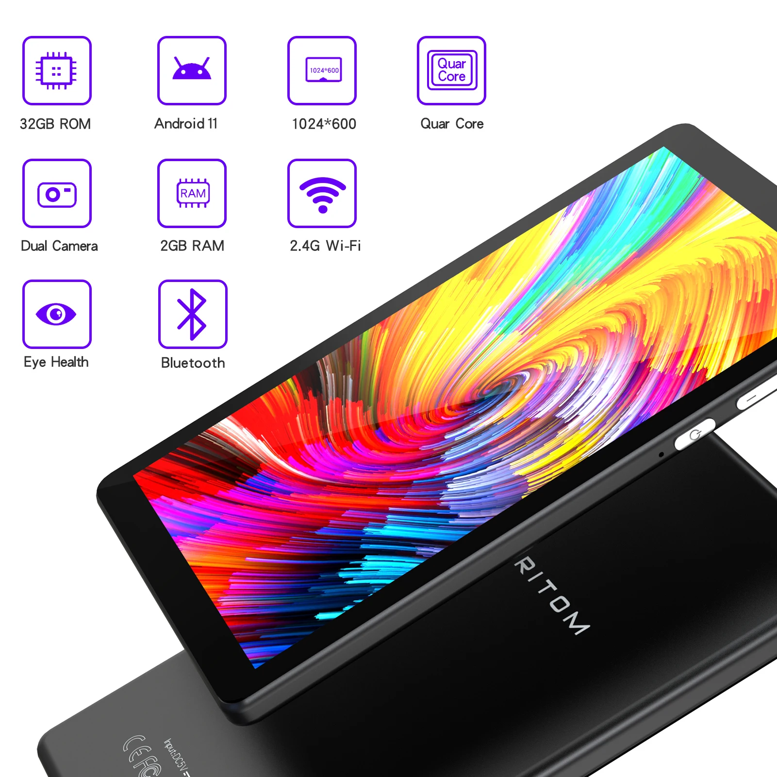 PRITOM 7 Inch Tablet PC 32 GB Android 11 with Quad Core Processor HD IPS Display Dual Camera WiFi with PU Protective Case - Image 10