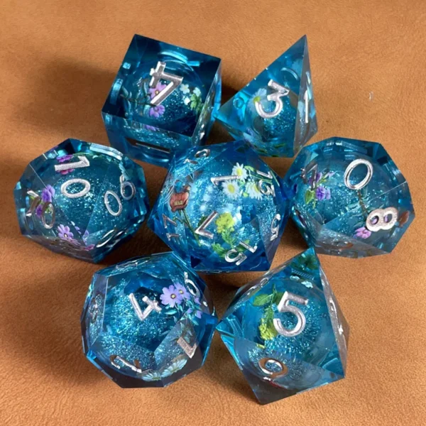 7PCS Polyhedral Crystal Liquid Core Dragon Eye DND Dice Set for Dungeon and Dragon Pathfinder RPG Role Playing Games Gift Toy - Image 14