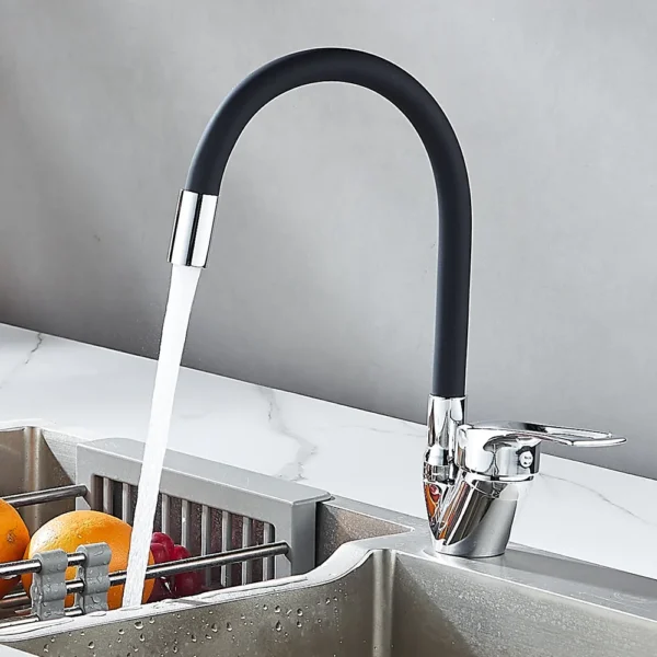 Kitchen Sink Faucet Hot and Cold Water Mixer Tap 360 Degree Rotating Flexible Hose Tap Deck Mount Single Hole  Faucet Kitchen