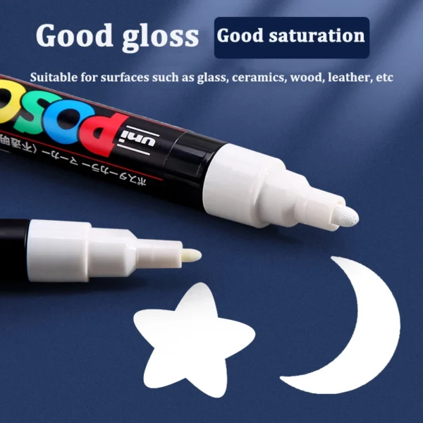 Uni POSCA White Markers ,PC-1M 3M 5M 8K 17K POP Poster/Advertisement Water Based rotulador permanente Graffiti canetas Best Gift - Image 4