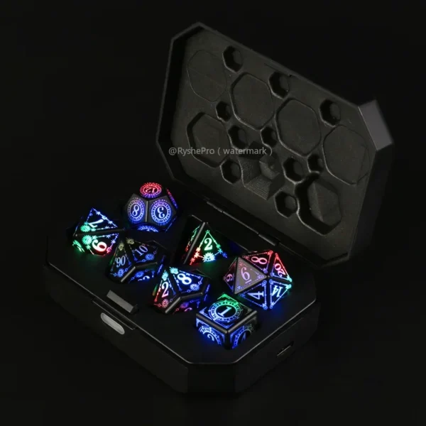 LED Dice Set for Dungeon and Dragon Cool DND Dice with Charging Box Rechargeable 7 Color Polyhedral Role Playing Dice - Image 7