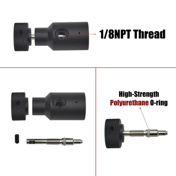 HPA 100inches(2.5M) Thick Coil Remote Hose Line with or without 3000psi Gauge 8mm Male and Female Quick Disconnect Slide Check - Image 5