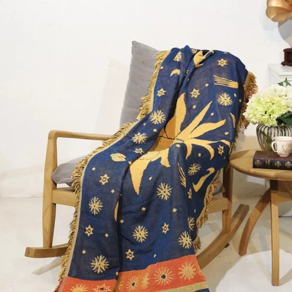 Bohemian Thicken Pure Cotton Thread Knitted Blanket With Tassel Blanket Ethnic Tribal Sofa Cover Carpet Bed Blanket Home Decor - Image 3