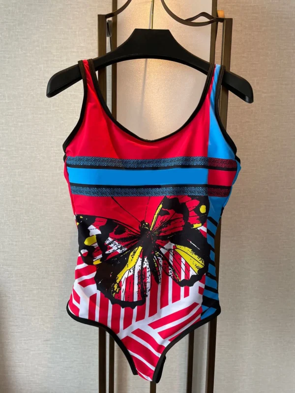 2025 Summer New Women's Retro Pattern Printed Personalized Sexy Open Back one-piece Swimsuit - Image 14