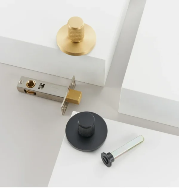 Dooroom Brass Knurled Hidden Door Lock Set Living Room Bathroom Invisible Thumb Turn Matt Black Brushed Brass Open In Emergency - Image 22