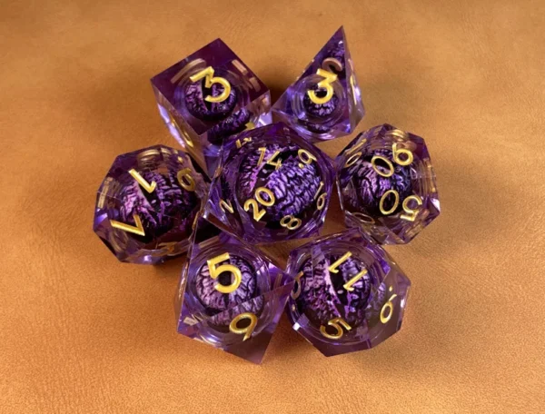 7PCS Polyhedral Crystal Liquid Core Dragon Eye DND Dice Set for Dungeon and Dragon Pathfinder RPG Role Playing Games Gift Toy - Image 27