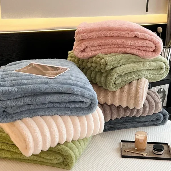 New Artificial Rabbit Plush Autumn Warm Blankets for Beds Soft Coral Fleece Sofa Throw Blanket Comfortable Thicken Bed Sheet - Image 3