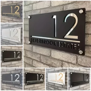 Personalized Street House Number Outdoor With Nails Custom House Number Plate 3D Laser Cut Acrylic Address Plaque Door Sign Hot