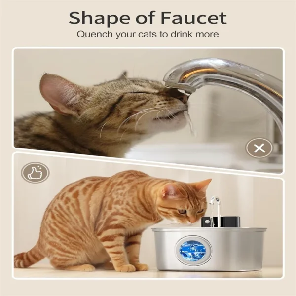 3.2L 5V USB  Recharge Cat Water Fountain Automatic Sensor Stainless Steel Cat Dog Water Fountain Multiple Pet Drinking Bowls - Image 10