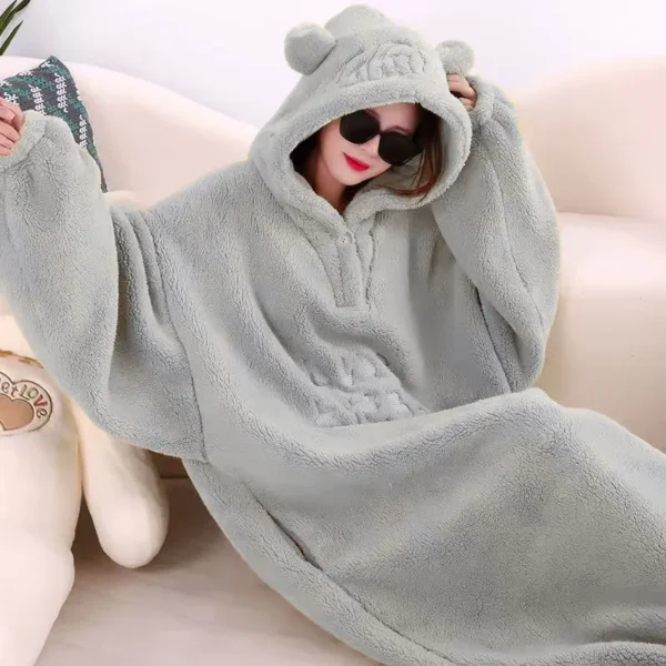 WOSTAR Winter soft fleece blanket with sleeves hooded Sweater blanket wearable oversized outdoor warm flannel hoodie blanket - Image 11