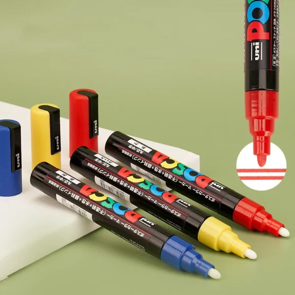 Mitsubishi Posca Acrylic Marker 1M 3M 5M Water-Based plumones colores 7/8/12/15/16 Various Sizes for Multi-Surface Art Supplies - Image 3