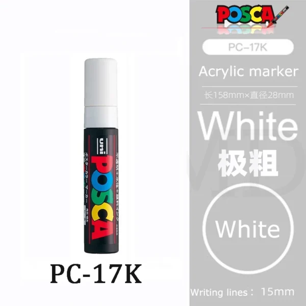 Uni POSCA White Markers ,PC-1M 3M 5M 8K 17K POP Poster/Advertisement Water Based rotulador permanente Graffiti canetas Best Gift - Image 11
