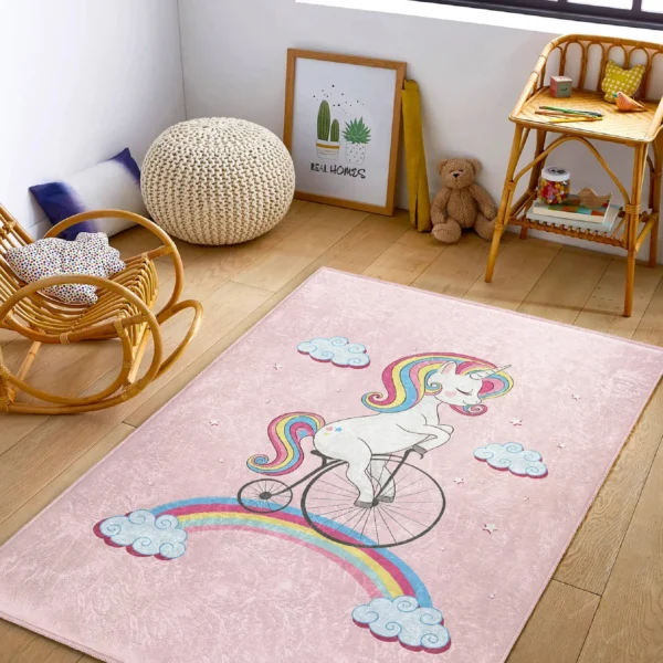 Sweet Unicorn Kids Room Rug Pink Girls Rugs Unique Kid's Carpets Washable Pink Baby Rugs Girls Room Decor Rectangle Kids Rugs - Image 10