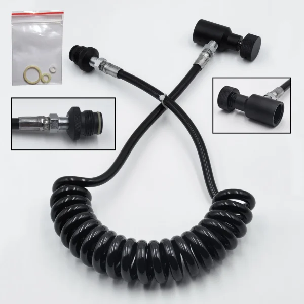 HPA 100inches(2.5M) Thick Coil Remote Hose Line with or without 3000psi Gauge 8mm Male and Female Quick Disconnect Slide Check - Image 8