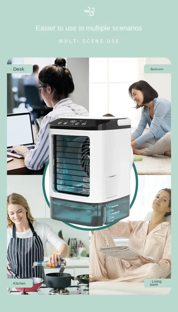 Air Conditioner Portable Fan Desktop Dual Spray Ultrasonic Atomization 3-Speed Mute Air Cooler Night Light Electric Fan for Home - Image 15
