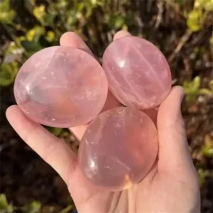 Natural Rose Quartz Polishing Geometry Irregular Ellipse Shape Pink Crystal Decompression Massage Toys Home Decor Stone Crafts