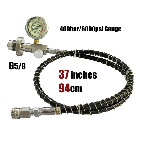 HP Filling Station Chargeing Adapter DIN Connector Big Tank To Small Bottles HPA Scuba Diving With Hose 6000psi/400bar Gauge - Image 10