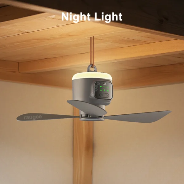 Ceiling Fan 12000mAh Wireless Portable Camping Ceiling Fan USB Rechargeable Tent Ceiling Fan with Lighting and Remote Control - Image 4