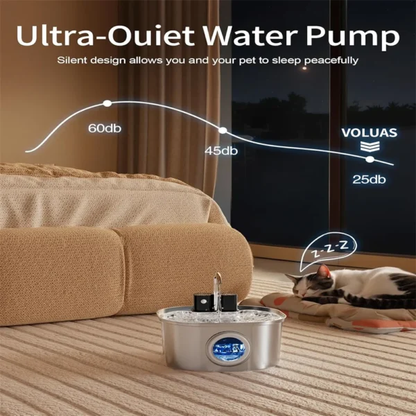 3.2L 5V USB  Recharge Cat Water Fountain Automatic Sensor Stainless Steel Cat Dog Water Fountain Multiple Pet Drinking Bowls - Image 6
