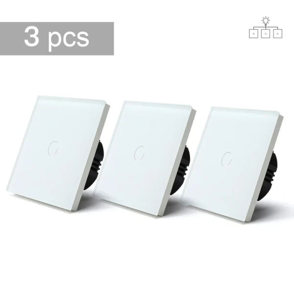 BSEED Touch Light Switches 1Gang 3Way For Staircase Hallway Corridor EU Standard Glass Panel Blue BackLight 10A 3Pack - Image 13