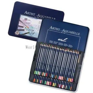 Watercolor Coloring Pencil Set with Metal Case Colored Pencil with Fine Brush Artist Art Supplies for Sketching Coloring 87HC