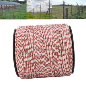 500M White&amp Red Electric Livestock Fence Wire Stainless Steel Conductive Rope Fence Wire Roll Fence Wire Electric Fence Wire