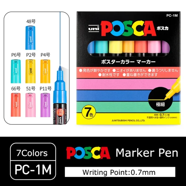 Mitsubishi Posca Acrylic Marker 1M 3M 5M Water-Based plumones colores 7/8/12/15/16 Various Sizes for Multi-Surface Art Supplies - Image 22