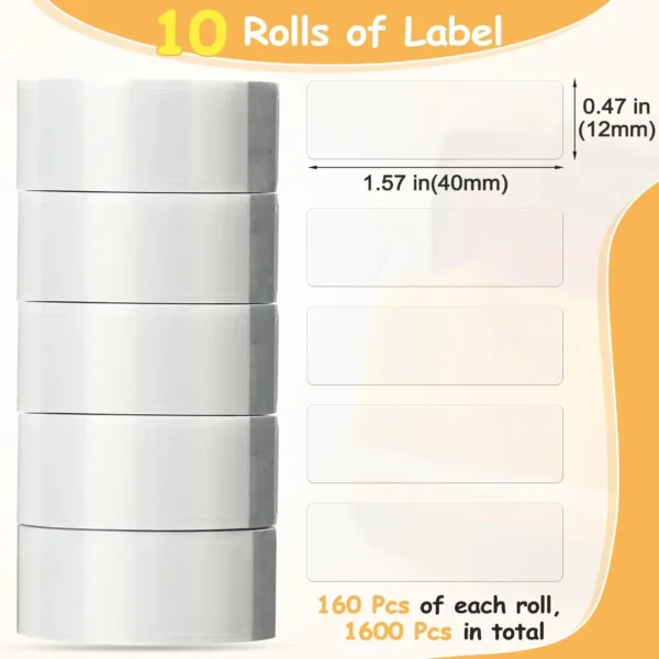 D30 Label Maker Tape 12×40mm Transparent Label Stickers Compatible With D30 Series Printers For Family-Category Shop-Item Labels - Image 26