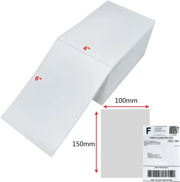 100/500 Sheets Thermal Shipping Labels 4x6 Fanfold Thermal Label Printer Paper 100x150mm Adhesive Stickers For Shipping Package - Image 6