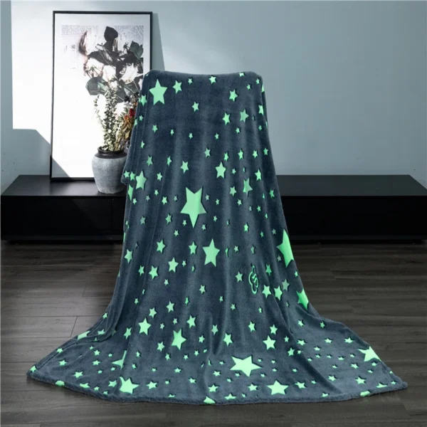 Luminous Blanket Geometric Print Unicorns Coral Fleece Blanket Glowing Stars Child Air Conditioner Thin Blanket Throw Home Sheet - Image 22