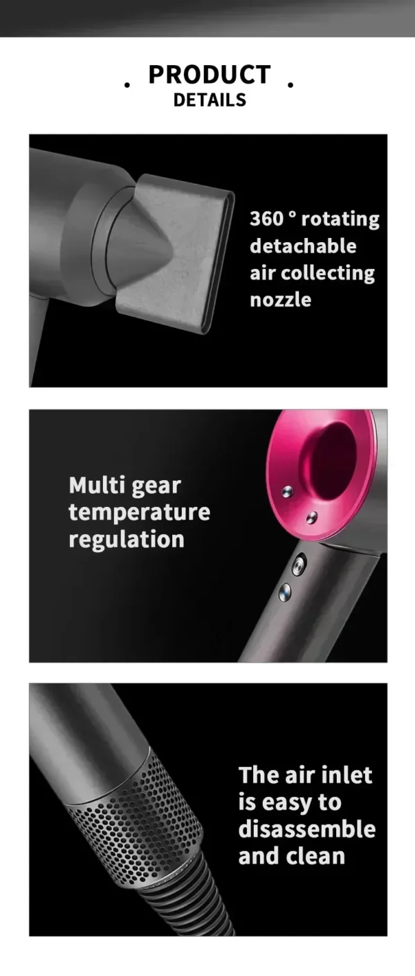 5 in 1 Professional Hair Dryer, with Hot and Cold Air Functionality - Lightweight and Thermostatic Styling Tool for Smooth Hair - Image 25