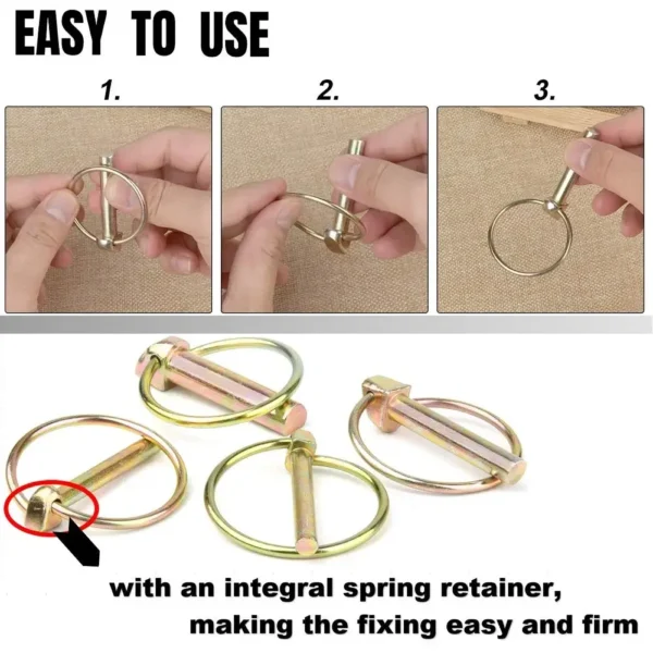8PCS 5/16 Lynch Pin with Ring Heavy Duty Safety Fixing Locking Pins for Farm Tractors Trailers Trucks Mower Accessories - Image 3