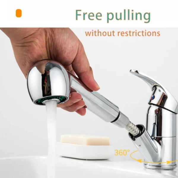 Matte Black 360° Rotation Pull Out  Brass Faucet Hot And Cold Water Mixer Sink Tap Wide Single Handle Kitchen Faucet Deck instal - Image 4