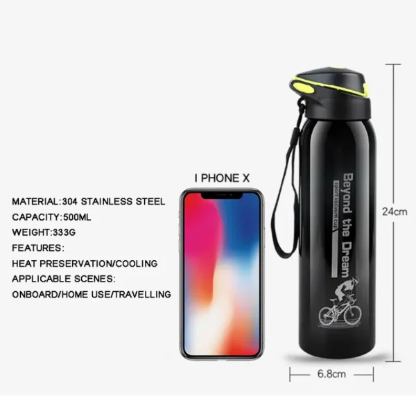 500ML Bicycle Water Bottle Vacuum Stainless Steel Cycling Water Bottle Double Walled Simple Thermo Mug Insulated With Straw - Image 10
