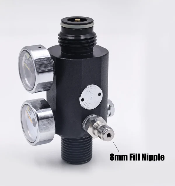 HPA Regulator with Pin Air Valve Regulated Output 0 to 3000psi M18*1.5, 5/8"-18UNF Dual Gauge Adjustable Pneumatic Fill Station - Image 12