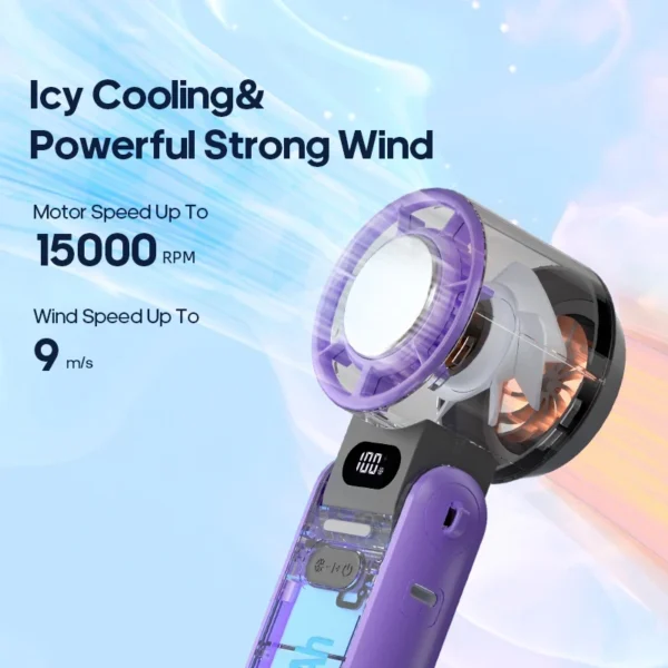 XIAOMI 3600mAh Portable Air Cooling Turbo Fan 100 Wind Speeds Adjustable Outdoor Foldable Student Handheld Fan with Lanyard - Image 4