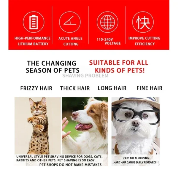 Electric Pet Clipper Grooming Kit For Dogs Reachageable Trimmer Haircut Cat Hair Cutting Remover Professional Machine Set - Image 5