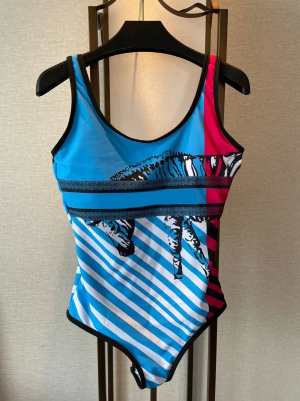 2025 Summer New Women's Retro Pattern Printed Personalized Sexy Open Back one-piece Swimsuit - Image 15